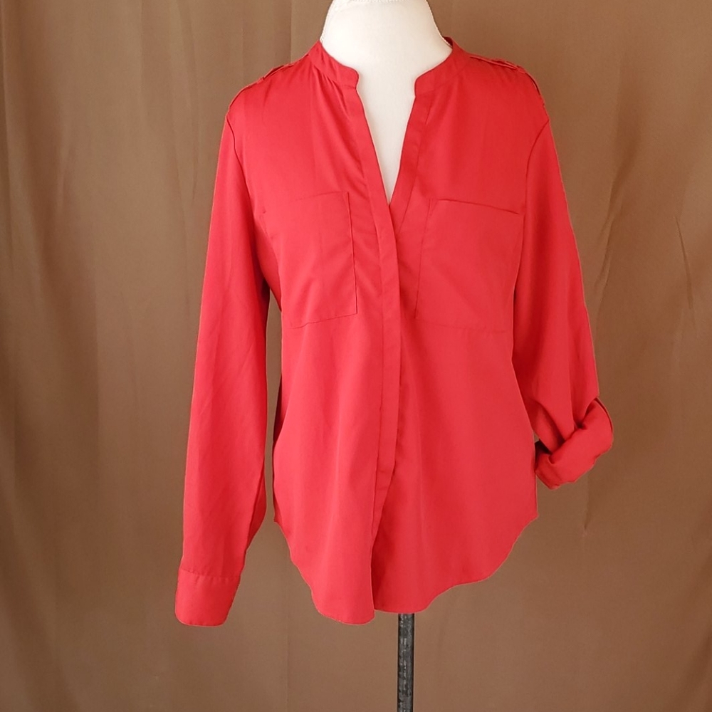 SANCTUARY LONG SLEEVE RED SHIRT SIZE LARGE